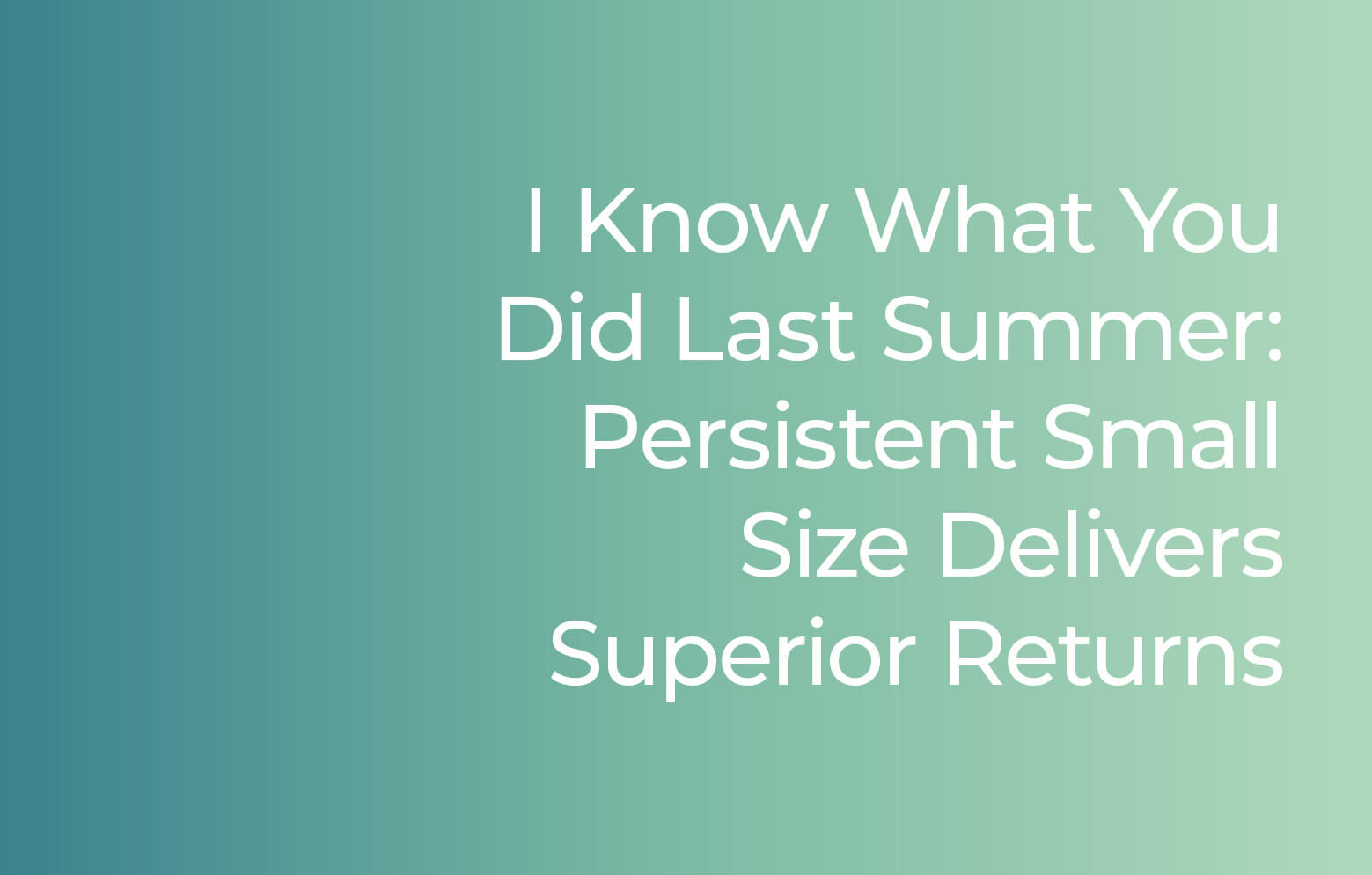 I know what you did last summer: Persistent small size delivers superior returns